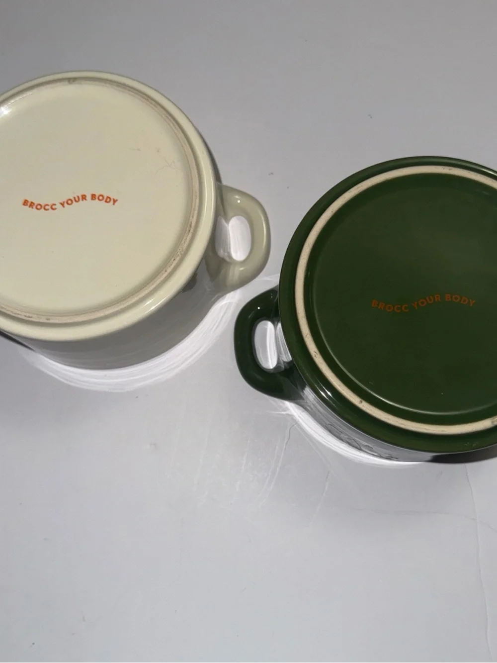 Brocc your body Cream and Olive Green Ceramic Covered Casserole Set
